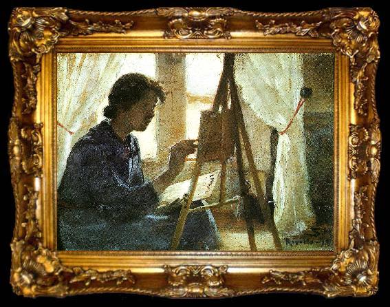 framed  Peter Severin Kroyer kunstnerens hustru marie kroyer maler i ravello, ta009-2